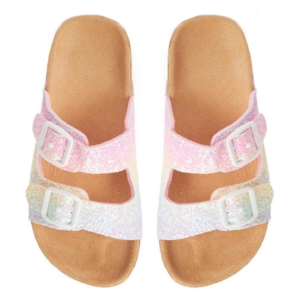 Pastel Ombre Glitter Double-Buckle Sandal Girls Slip-on Shoes